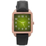 Hexagon Background Line Rose Gold Leather Watch  Front