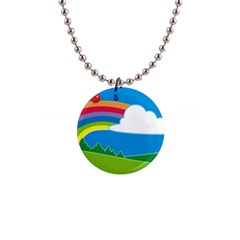 Natural Cloud Field Grass 1  Button Necklace by Pakrebo