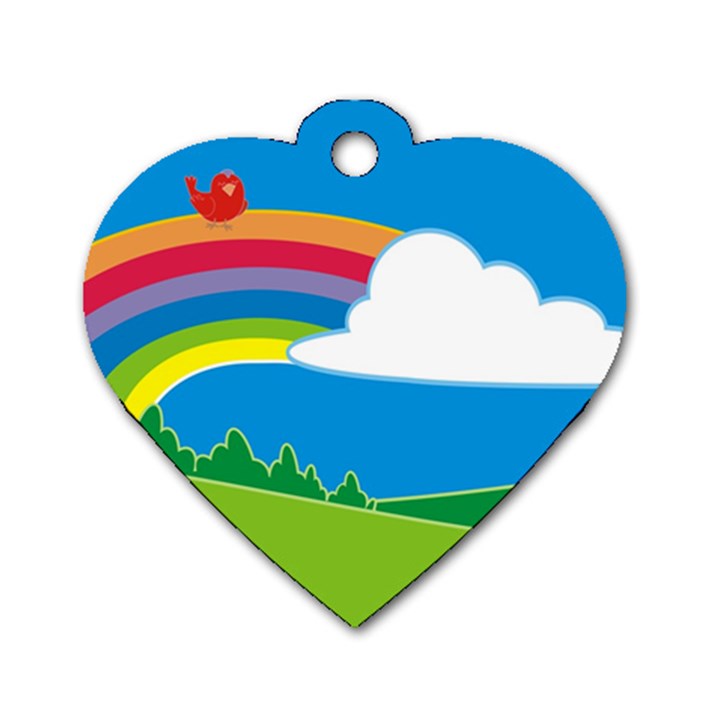 Natural Cloud Field Grass Dog Tag Heart (Two Sides)