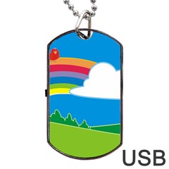 Natural Cloud Field Grass Dog Tag Usb Flash (two Sides) by Pakrebo