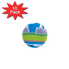 Nature Tree Water Grass Sun 1  Mini Magnet (10 Pack)  by Pakrebo