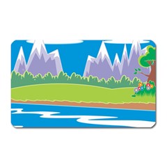 Nature Tree Water Grass Sun Magnet (rectangular) by Pakrebo