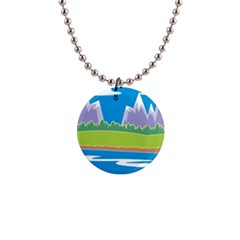 Nature Tree Water Grass Sun 1  Button Necklace by Pakrebo