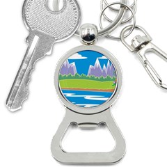 Nature Tree Water Grass Sun Bottle Opener Key Chain by Pakrebo