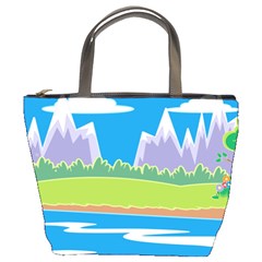 Nature Tree Water Grass Sun Bucket Bag