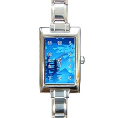 Forest Landscape Pine Trees Forest Rectangle Italian Charm Watch by Pakrebo