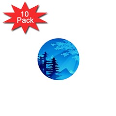 Forest Landscape Pine Trees Forest 1  Mini Buttons (10 Pack)  by Pakrebo