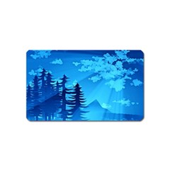 Forest Landscape Pine Trees Forest Magnet (name Card) by Pakrebo