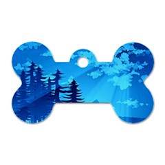 Forest Landscape Pine Trees Forest Dog Tag Bone (two Sides) by Pakrebo