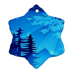 Forest Landscape Pine Trees Forest Ornament (snowflake) by Pakrebo