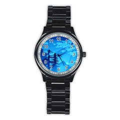 Forest Landscape Pine Trees Forest Stainless Steel Round Watch by Pakrebo