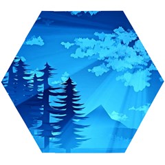 Forest Landscape Pine Trees Forest Wooden Puzzle Hexagon