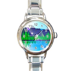 Forest Landscape Pine Trees Forest Round Italian Charm Watch by Pakrebo