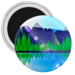 Forest Landscape Pine Trees Forest 3  Magnets by Pakrebo