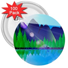 Forest Landscape Pine Trees Forest 3  Buttons (100 Pack)  by Pakrebo