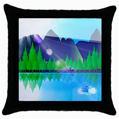 Forest Landscape Pine Trees Forest Throw Pillow Case (black) by Pakrebo