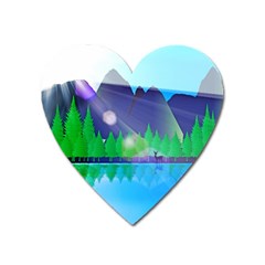 Forest Landscape Pine Trees Forest Heart Magnet by Pakrebo