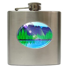 Forest Landscape Pine Trees Forest Hip Flask (6 Oz) by Pakrebo