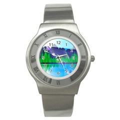 Forest Landscape Pine Trees Forest Stainless Steel Watch by Pakrebo