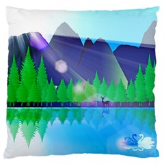 Forest Landscape Pine Trees Forest Large Cushion Case (one Side) by Pakrebo