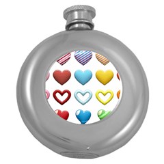 Puffy Hearts Heart Clipart Hearts Round Hip Flask (5 Oz) by Pakrebo