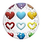 Puffy Hearts Heart Clipart Hearts Round Filigree Ornament (Two Sides) Front