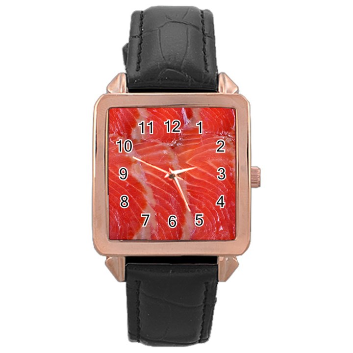 Food Fish Red Trout Salty Natural Rose Gold Leather Watch 