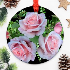 Roses Flowers Ferns Arrangement Ornament (round) by Pakrebo