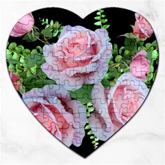 Roses Flowers Ferns Arrangement Jigsaw Puzzle (heart) by Pakrebo