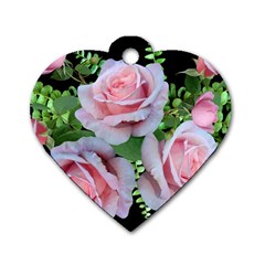 Roses Flowers Ferns Arrangement Dog Tag Heart (two Sides)