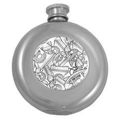 Phone Dial Communication Technology Round Hip Flask (5 Oz) by Pakrebo