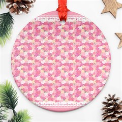 Peony Pattern Pink Scrapbooking Ornament (round) by Pakrebo