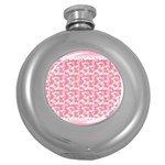 Peony Pattern Pink Scrapbooking Round Hip Flask (5 oz) Front