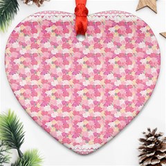 Peony Pattern Pink Scrapbooking Heart Ornament (two Sides) by Pakrebo