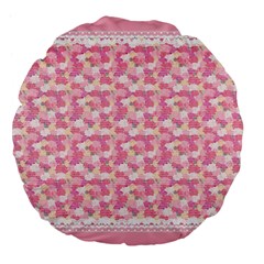 Peony Pattern Pink Scrapbooking Large 18  Premium Flano Round Cushions by Pakrebo