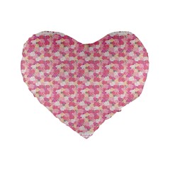 Peony Pattern Pink Scrapbooking Standard 16  Premium Flano Heart Shape Cushions by Pakrebo