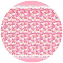 Peony Pattern Pink Scrapbooking Wooden Puzzle Round