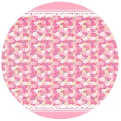 Peony Pattern Pink Scrapbooking Wooden Bottle Opener (round)