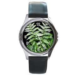 Fern Plant Leaf Green Botany Round Metal Watch by Pakrebo