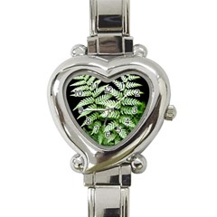 Fern Plant Leaf Green Botany Heart Italian Charm Watch by Pakrebo