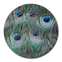 Peacock Feather Pattern Plumage Round Mousepads by Pakrebo