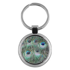 Peacock Feather Pattern Plumage Key Chain (round) by Pakrebo