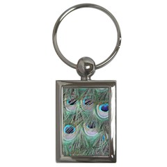 Peacock Feather Pattern Plumage Key Chain (rectangle) by Pakrebo