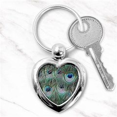 Peacock Feather Pattern Plumage Key Chain (heart) by Pakrebo