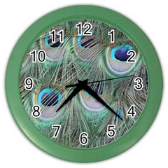 Peacock Feather Pattern Plumage Color Wall Clock by Pakrebo