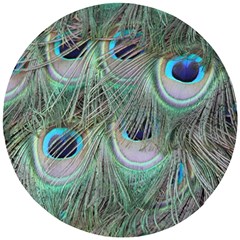 Peacock Feather Pattern Plumage Wooden Puzzle Round by Pakrebo