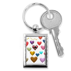 Hearts Puffy Shiny Love Sticker Key Chain (rectangle) by Pakrebo