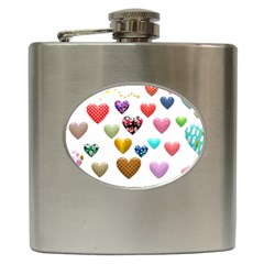 Hearts Puffy Shiny Love Sticker Hip Flask (6 Oz) by Pakrebo