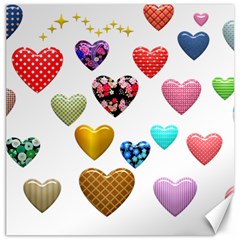 Hearts Puffy Shiny Love Sticker Canvas 12  X 12  by Pakrebo