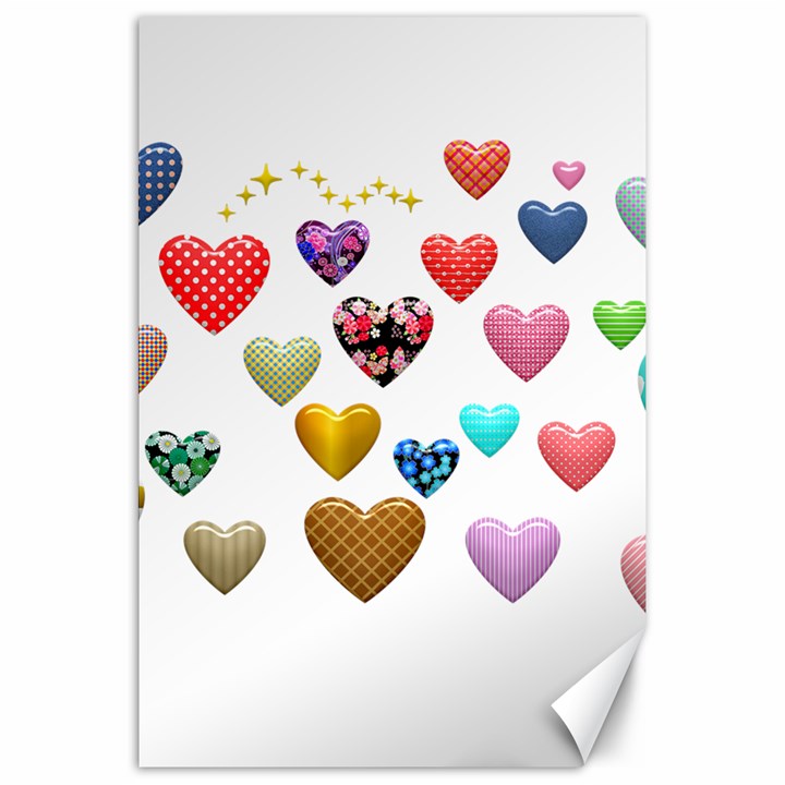 Hearts Puffy Shiny Love Sticker Canvas 20  x 30 